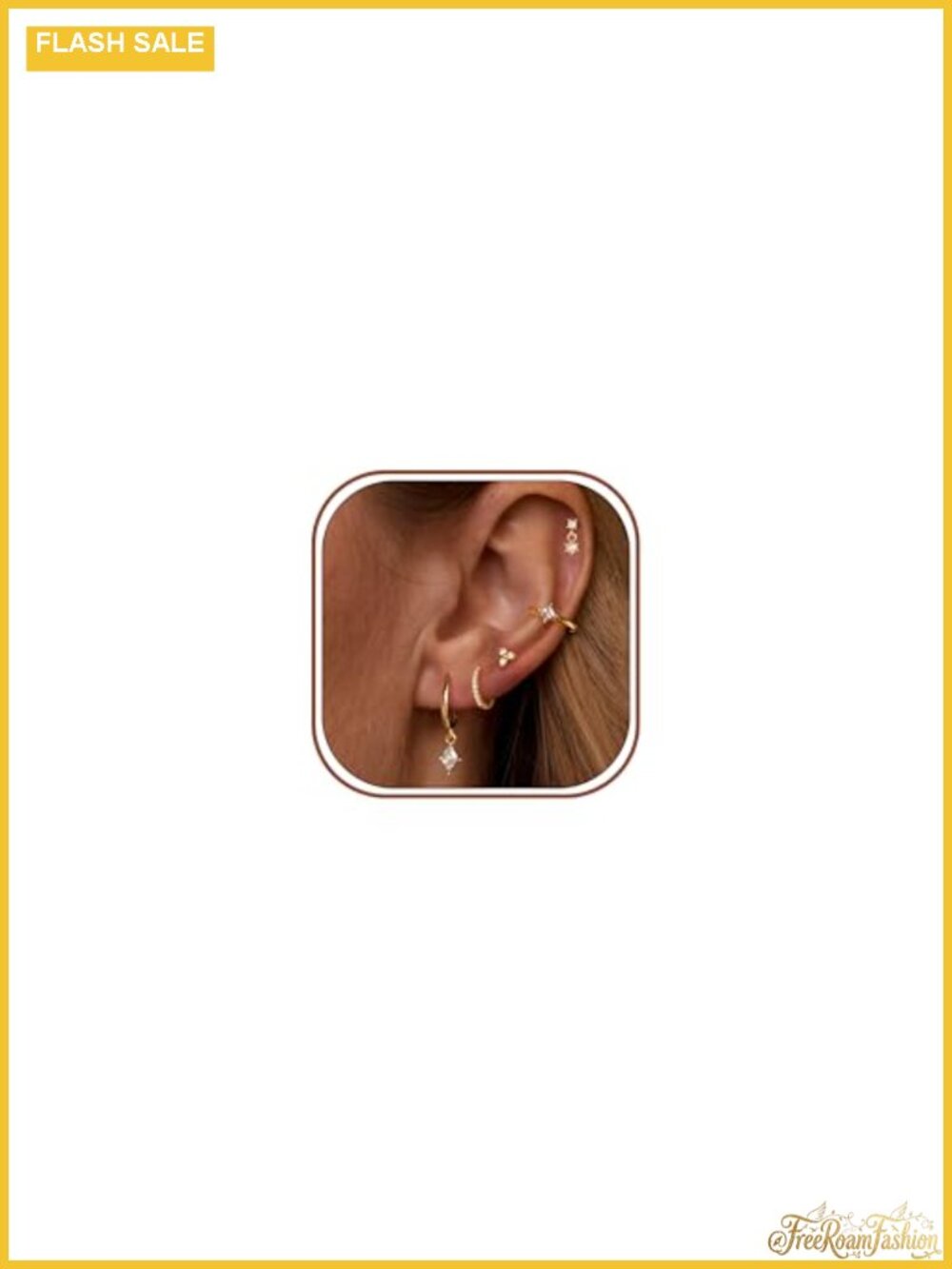 5 Pairs Dainty Gold Earrings Set 14K Gold Plated Drop Hinged Hoop Stud